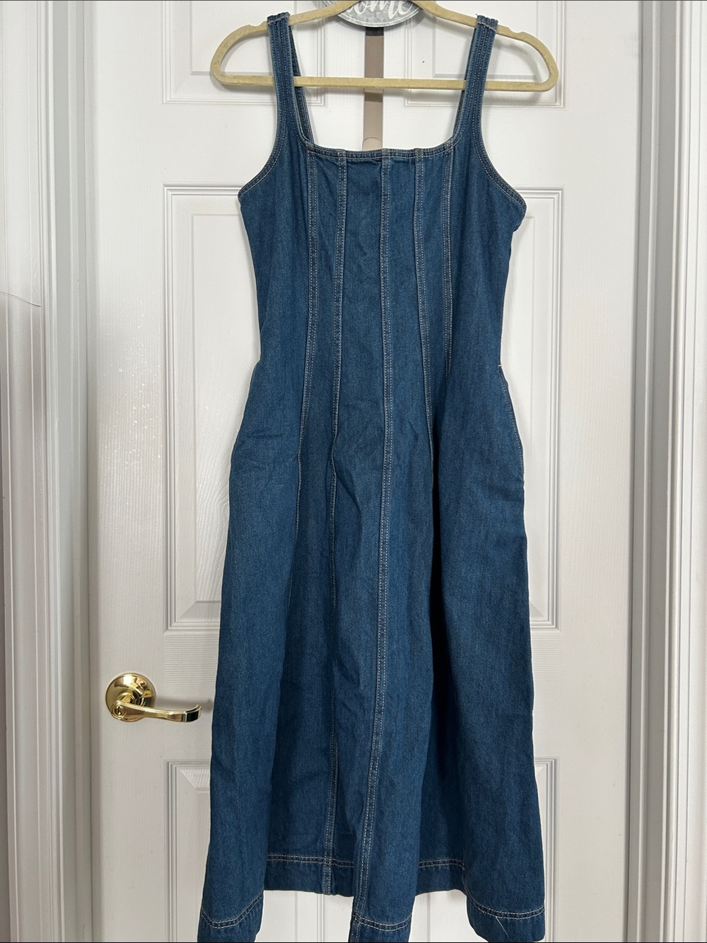 Free Assembly Sleeveless Denim Midi Dress - Blue